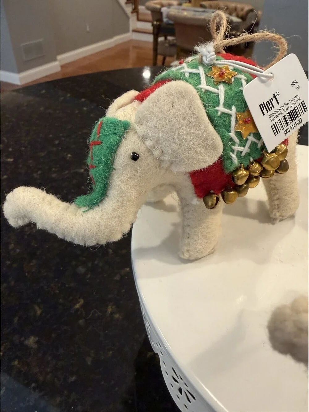 Pier 1 Set Of 3 Felt Elephant Christmas Ornaments  With Tags